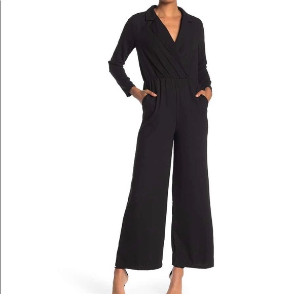 Good Luck Gem Pants - Jumpsuit Long Sleeve collared black large NEW